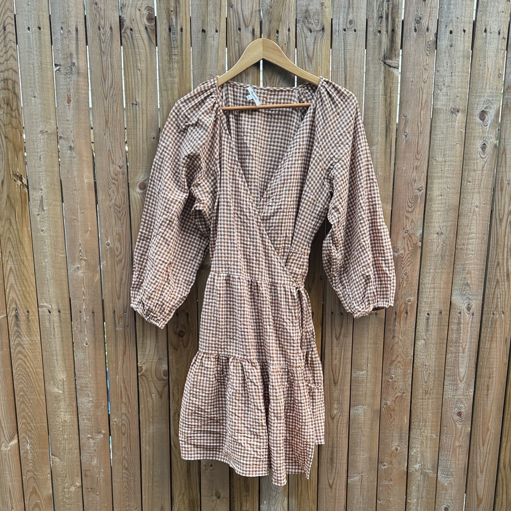 Madewell Checkered Long Sleeve Dress